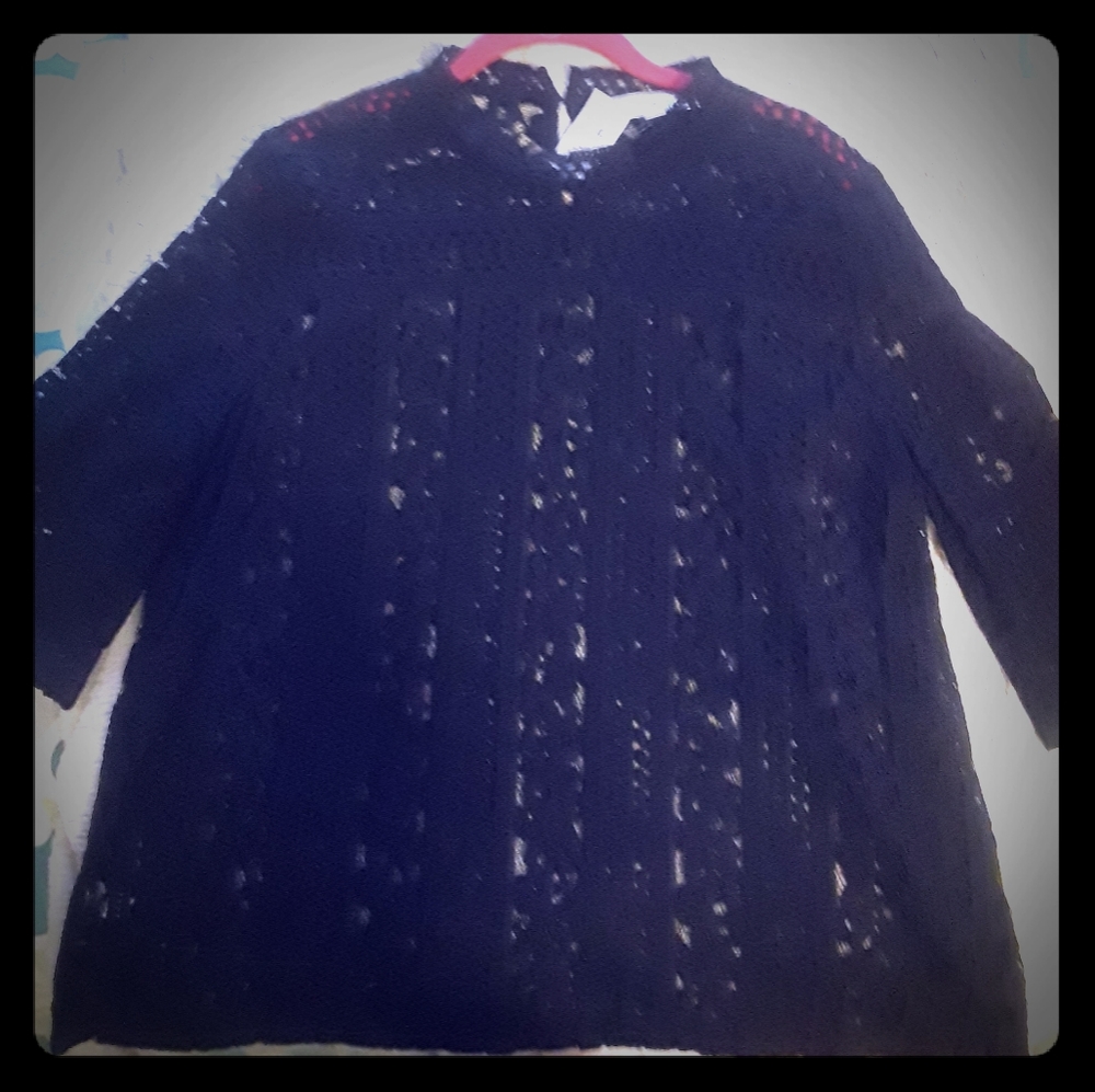 Ann Taylor Loft black lace top